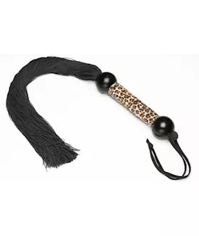 Large 22 Inch Cheetah Animal Print Handle Black Rubber Whip