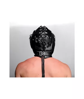 Sensory Deprivation Hood With Open Mouth Gag
