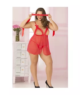 Take A Bow Babydoll Set Os