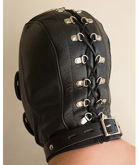 Premium Leather Hood With Gag &blindfold