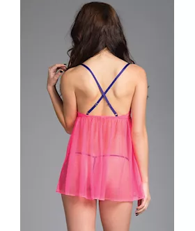 Sheer Mesh Babydoll And Thong