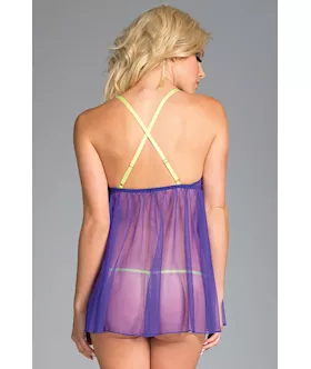 Sheer Mesh Babydoll And Thong