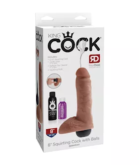 King Cock  8 Inch Squirting Dildo With Balls
