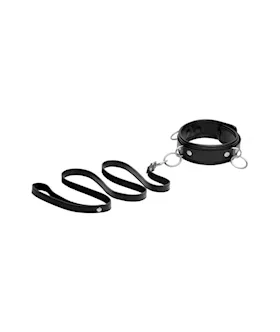 3 Ring Leather Collar With Leash