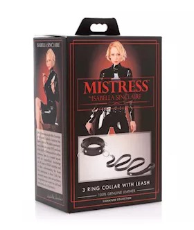 3 Ring Leather Collar With Leash