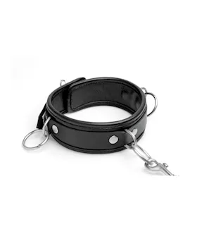 3 Ring Leather Collar With Leash