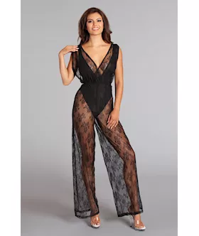 Groaned Jump  Lace overlay jumpsuit and bodysuit