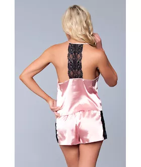 Two-piece Relaxed Fit Satin Cami And Short Set - 3x/4x