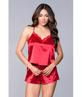 Two-piece Relaxed Fit Satin Cami And Short Set