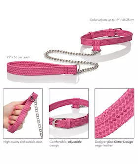 Calexotics Tickle Me Pink Collar With Leash