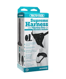 Vac-u-lock Remote Controlled Harness With Vibrating Plug 