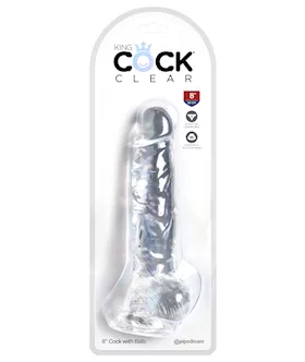 King Cock Clear Dildo With Balls - 8 Inch