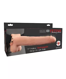 Fetish Fantasy 11 Inch Hollow Rechargeable Strap-on With Balls