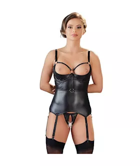 Cottelli Collection Bondage Desires Crotchless Basque Set