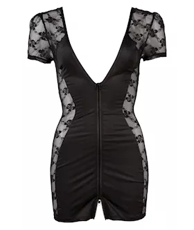 Lace Insert Full Zip Dress