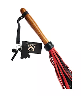 Bound X Calf Leather Flogger With Wooden Handle