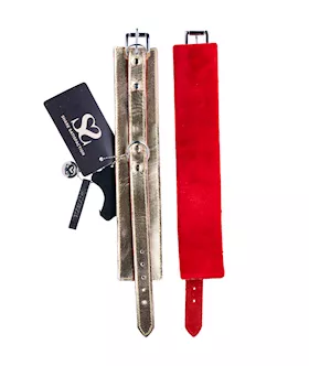 Bound X Gold Metallic Leather Wrist Cuffs