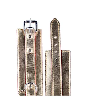 Bound X Gold Metallic Leather Wrist Cuffs