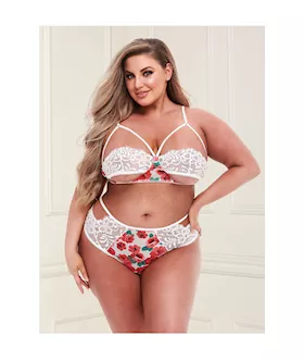 Floral And Lace Peekaboo Bra And Panty Set