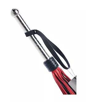 Bound X Leather Flogger With Spiral Metal Handle