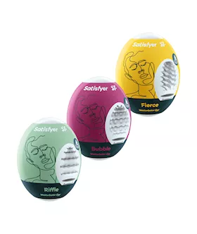 Satisfyer Masturbator Eggs - Set Of 3 - Riffle, Bubble, Fierce