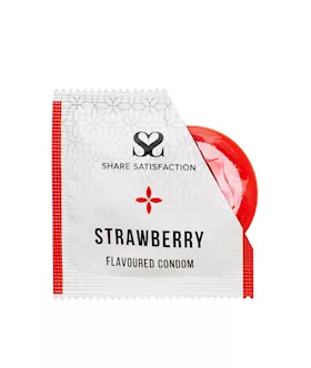 Share Satisfaction Strawberry Flavoured Condoms - 100 Bulk Pack