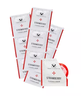 Share Satisfaction Strawberry Flavoured Condoms  100 Bulk Pack