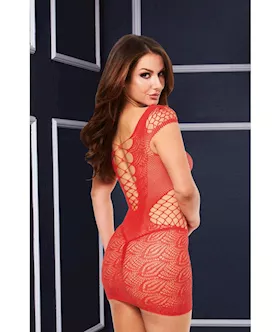 Baci Corset Front Lace Mini Dress - Red Bx