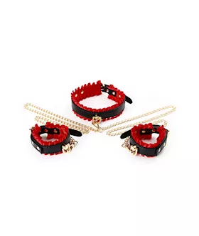 Lace Collar and Cuff Set with Chain Attachment
