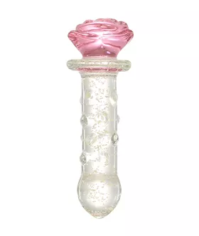 Lucent Glow In The Dark Dotted Rose Glass Massager
