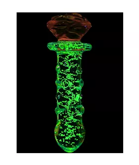 Lucent Glow In The Dark Dotted Rose Glass Massager