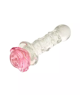 Lucent Glow In The Dark Dotted Rose Glass Massager