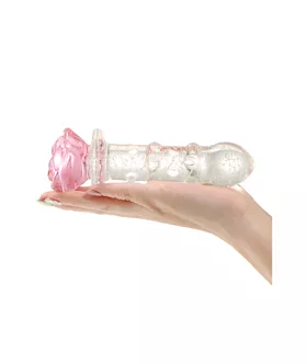Lucent Glow In The Dark Dotted Rose Glass Massager
