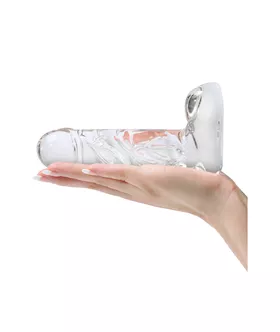 Lucent Scrawling Glass Dildo With Balls