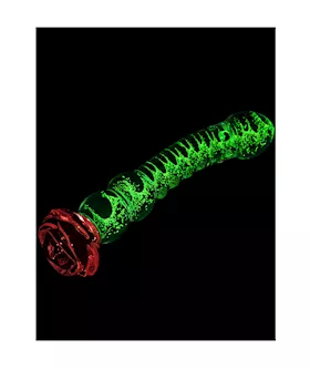 Glow In The Dark Spined Rose Glass Dildo