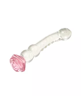 Glow In The Dark Spined Rose Glass Dildo