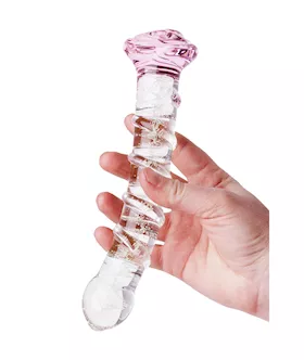 Glow In The Dark Winding Down Rose Glass Massager