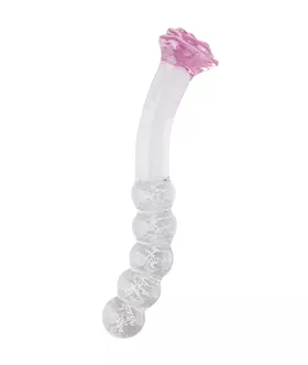 Glow In The Dark Angled Beaded Rose Glass Massager