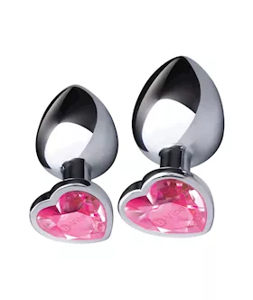 B Vibe Jewel Heart Metal Butt Plug Training Set
