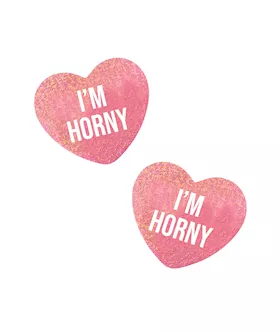 Im Horny Bella Rosa Pink Shimmer Candy Heart Nipple Cover Pasties
