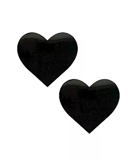 Dom Squad Black Wet Vinyl Heart Nipple Cover Pasties