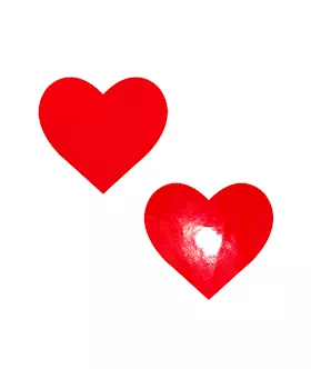 Vixen Red Wet Vinyl Heart Nipple Cover Pasties