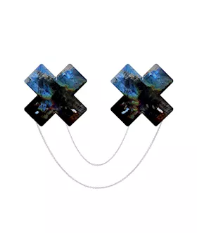 Midnight Sky Black Wet Holographic Vinyl Chained X Factor Nipple Cover Pasties