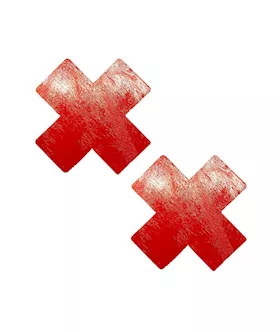 Vixen Red Wet Vinyl Nipztix X Factor Nipple Cover Pasties