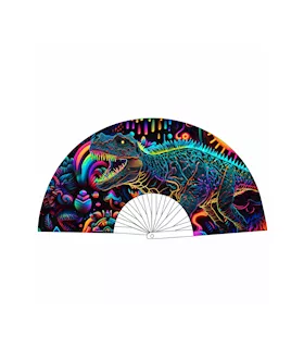 Dino Fan Neosauraus Neon Blacklight Folding Fan