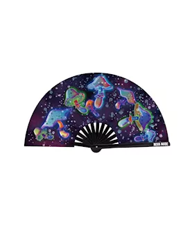 Zoomy Shroomy Mushroom Blacklight Folding Fan