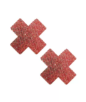 Red Razzle Dazzle Crystal Jewel Sparkle X Factor Nipple Cover Pasties