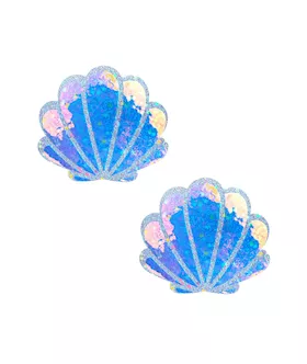 Purple Cotton Candy Iridescent Blacklight Mermaid Shell NippleCoverPasties