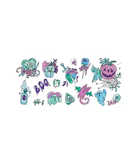 Hey BOOtiful Halloween Pastel Large Temporary Tattoo Pack