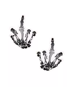 Fuck You Hand White Glitter Nipple Cover Pasties